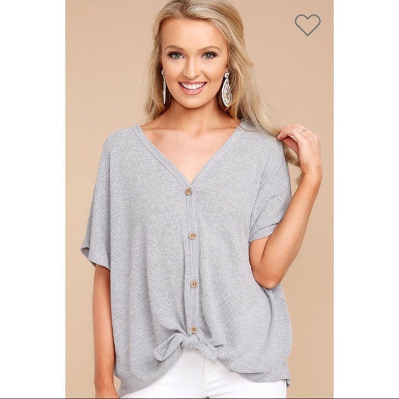 >>LAST<< Liza Button Down Thermal - Heather Gray - Picture 3 of 6